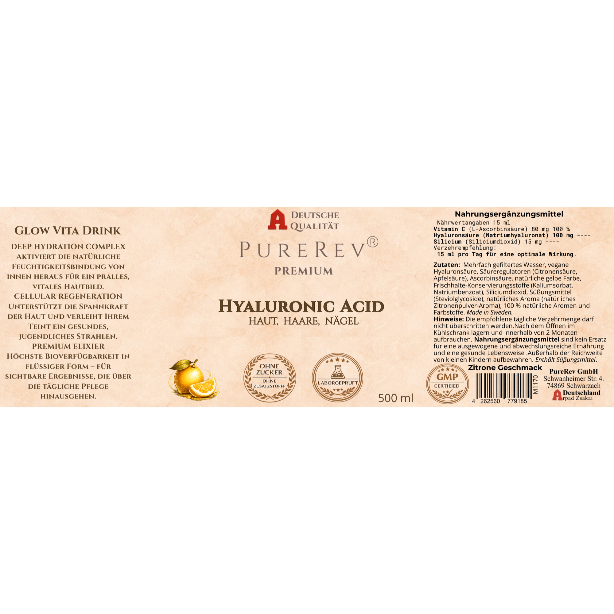 PURE REV® PREMIUM Hyaluronic Acid mit Vitamin C