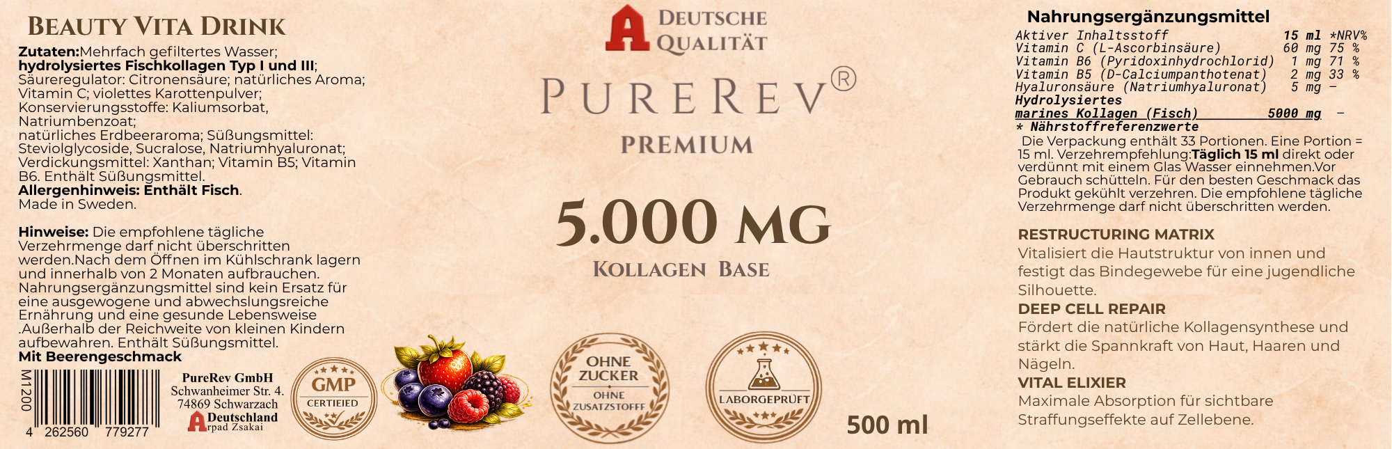 PUREREV® PREMIUM – 5.000 MG KOLLAGEN BASE