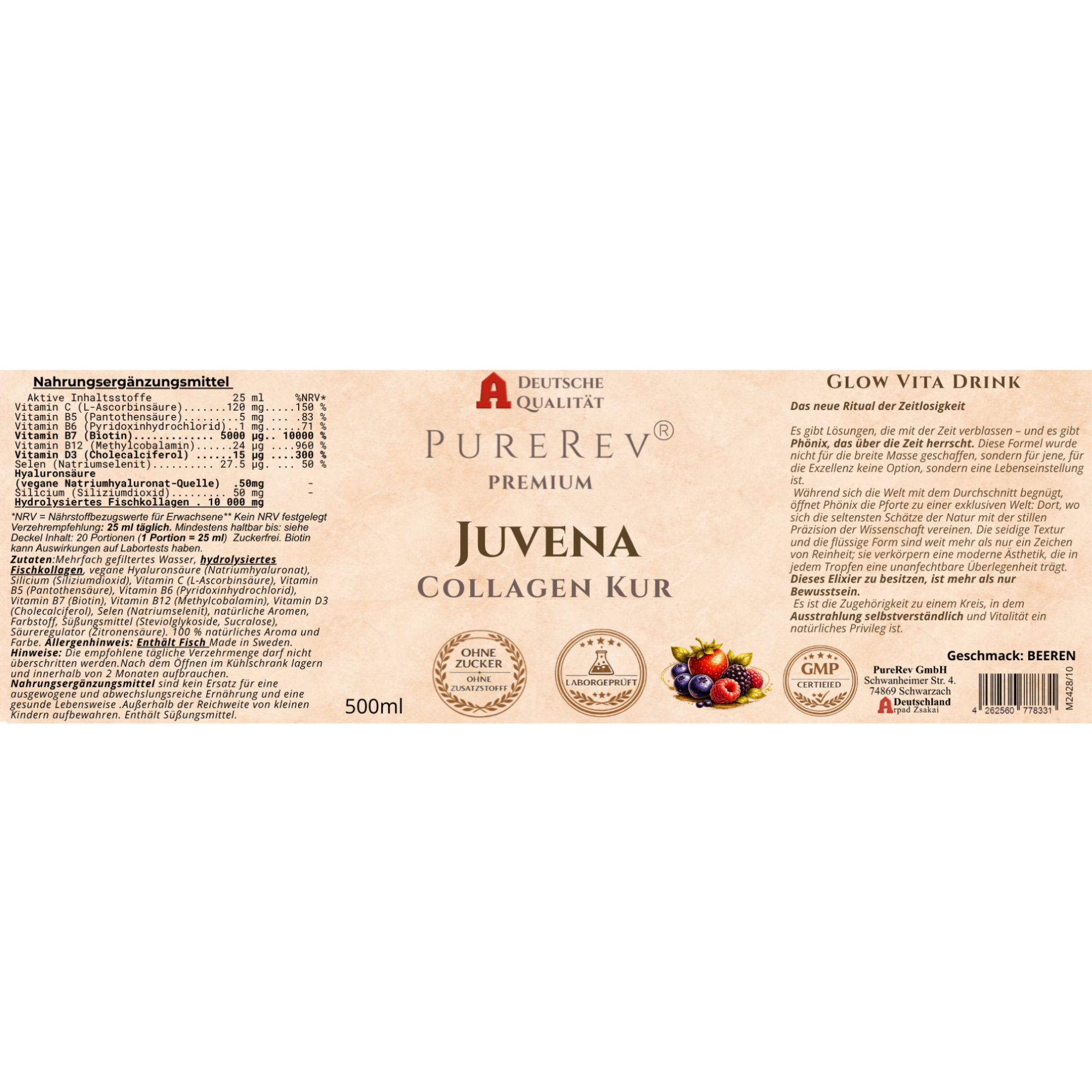 PureRev Juvena  Kollagen Kur Beauty Drink 500 ml