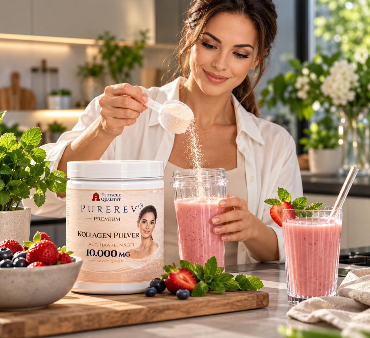 PureRev Kollagen Pulver 10.000 mg – Zubereitung im Smoothie
